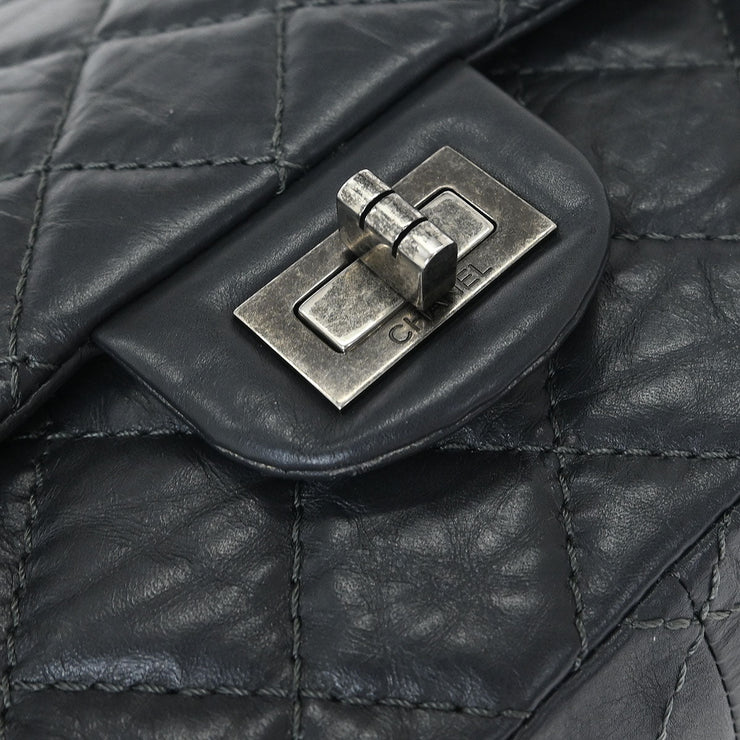 Chanel Gray Calfskin 2.55 Double Flap Shoulder Bag 154174