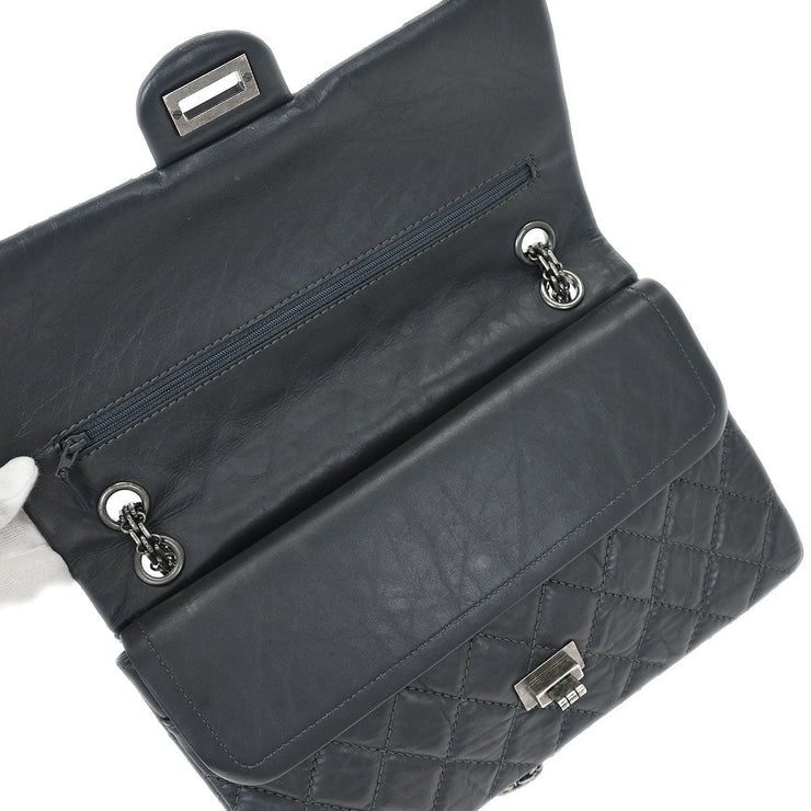 Chanel Gray Calfskin 2.55 Double Flap Shoulder Bag 154174