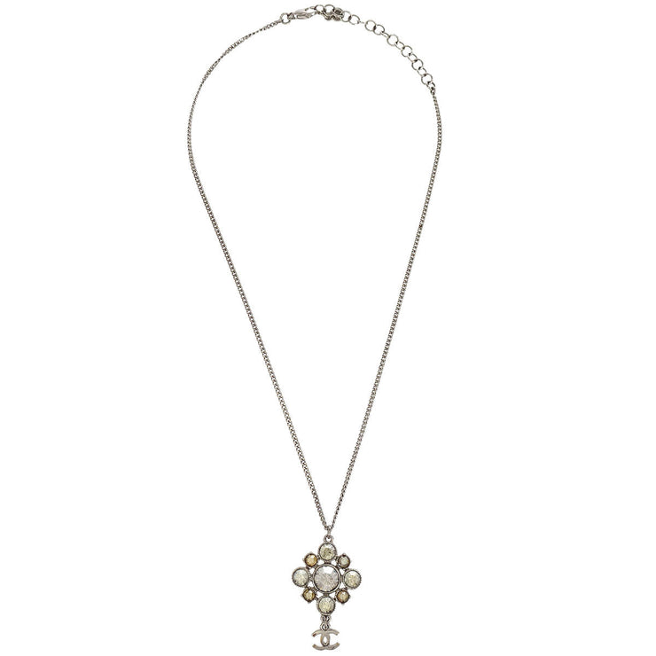 Chanel Necklace Pendant Rhinestone Silver 10V 154175
