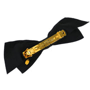 Chanel Bow Turnlock Hair Barrette Hair Clip Accessories Black Satin 154176