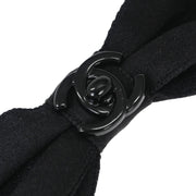 Chanel Bow Turnlock Hair Barrette Hair Clip Accessories Black Satin 154176