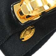 Chanel Bow Turnlock Hair Barrette Hair Clip Accessories Black Satin 154176