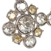 Chanel Rhombus Dangle Piercing Earrings Silver Rhinestone C13V 154177