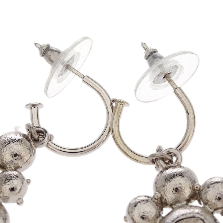 Chanel Rhombus Dangle Piercing Earrings Silver Rhinestone C13V 154177