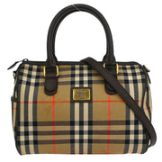 Burberrys Beige Brown House Check Duffle 2way Handbag 154220