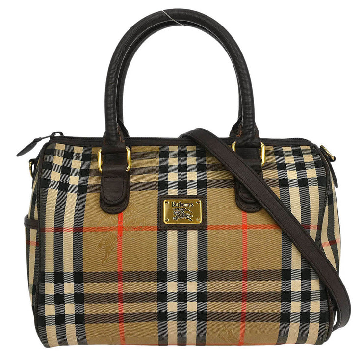Burberrys Beige Brown House Check Duffle 2way Handbag 154220