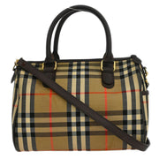 Burberrys Beige Brown House Check Duffle 2way Handbag 154220