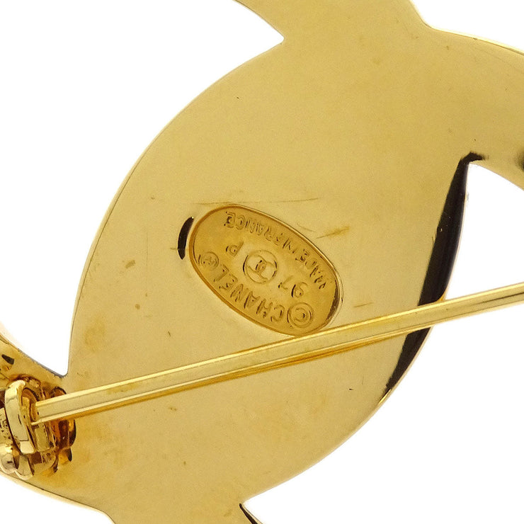 Chanel CC Turnlock Rhinestone Charm Brooch Pin Gold 97P 154221