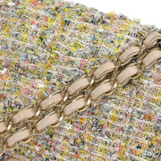 Chanel White Tweed Garden Party Medium Classic Double Flap Shoulder Bag 154246
