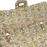 Chanel White Tweed Garden Party Medium Classic Double Flap Shoulder Bag 154246