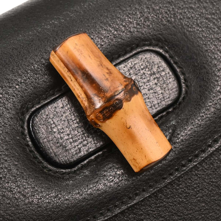 Gucci Black Pigskin Bamboo 2way Handbag 000.926.0633  154251