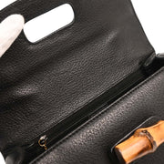 Gucci Black Pigskin Bamboo 2way Handbag 000.926.0633  154251