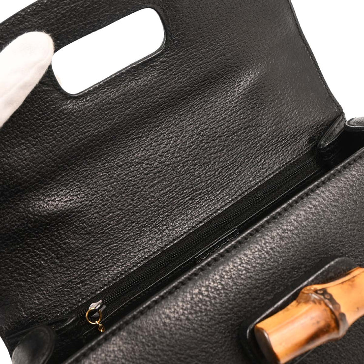 Gucci Black Pigskin Bamboo 2way Handbag 000.926.0633  154251