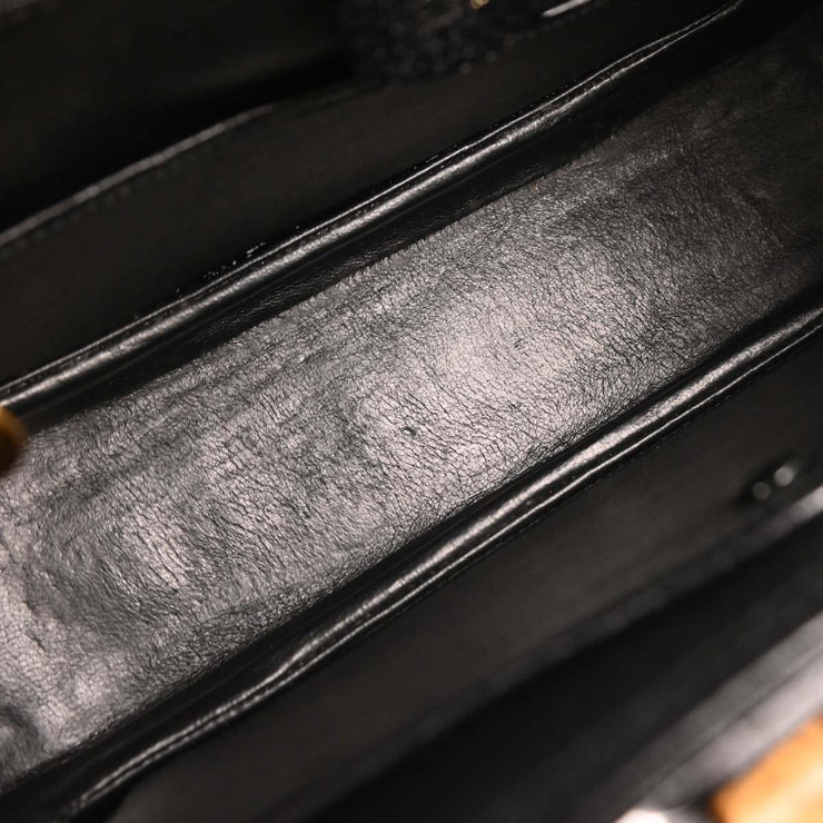 Gucci Black Pigskin Bamboo 2way Handbag 000.926.0633  154251