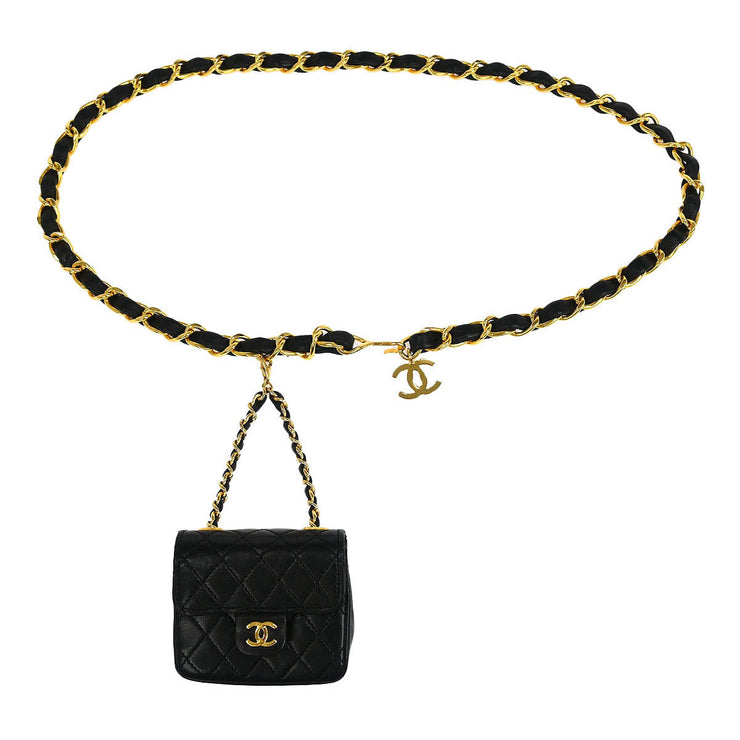 Chanel Black Lambskin Classic Flap Micro Bum Belt Bag 154252