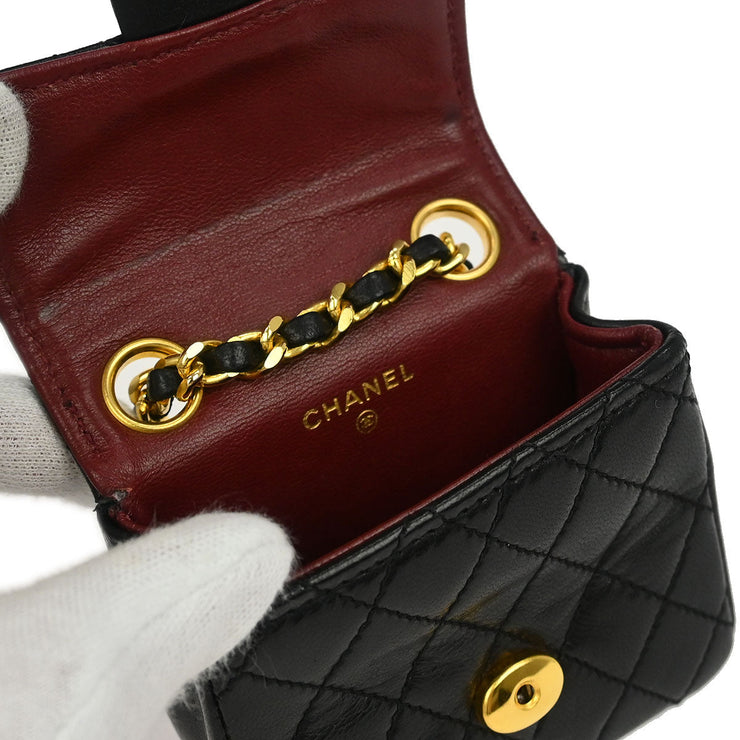 Chanel Black Lambskin Classic Flap Micro Bum Belt Bag 154252