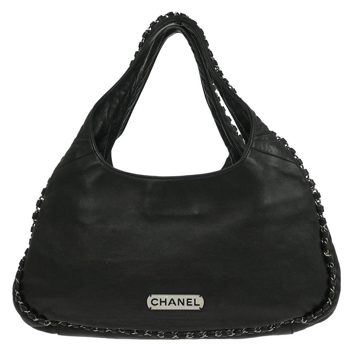 Chanel Black Calfskin Around Chain Hobo Handbag 154254