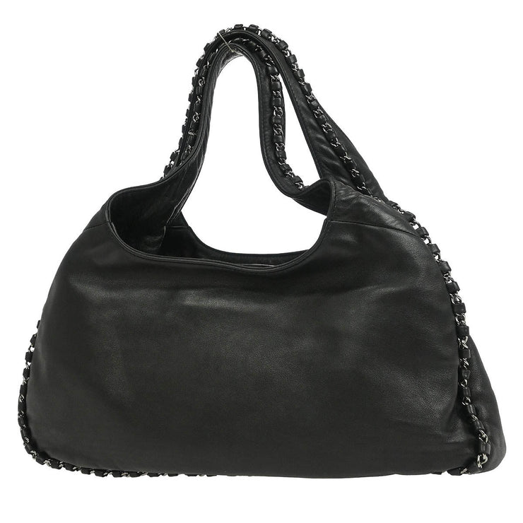 Chanel Black Calfskin Around Chain Hobo Handbag 154254