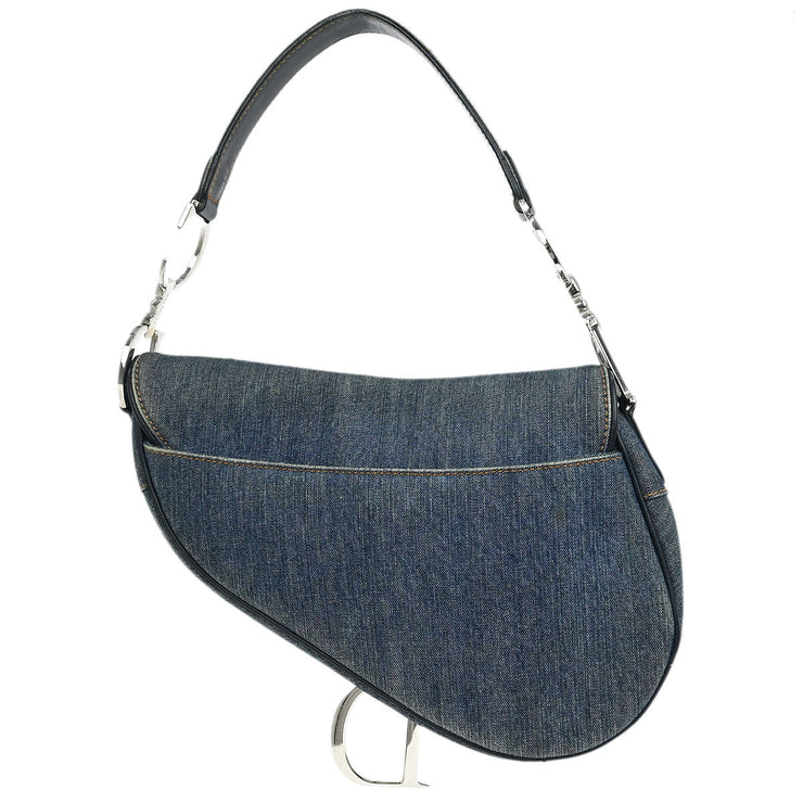 Christian Dior Blue Denim Patchwork Saddle Handbag 01RU1014 154262