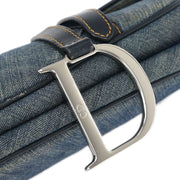 Christian Dior Blue Denim Patchwork Saddle Handbag 01RU1014 154262