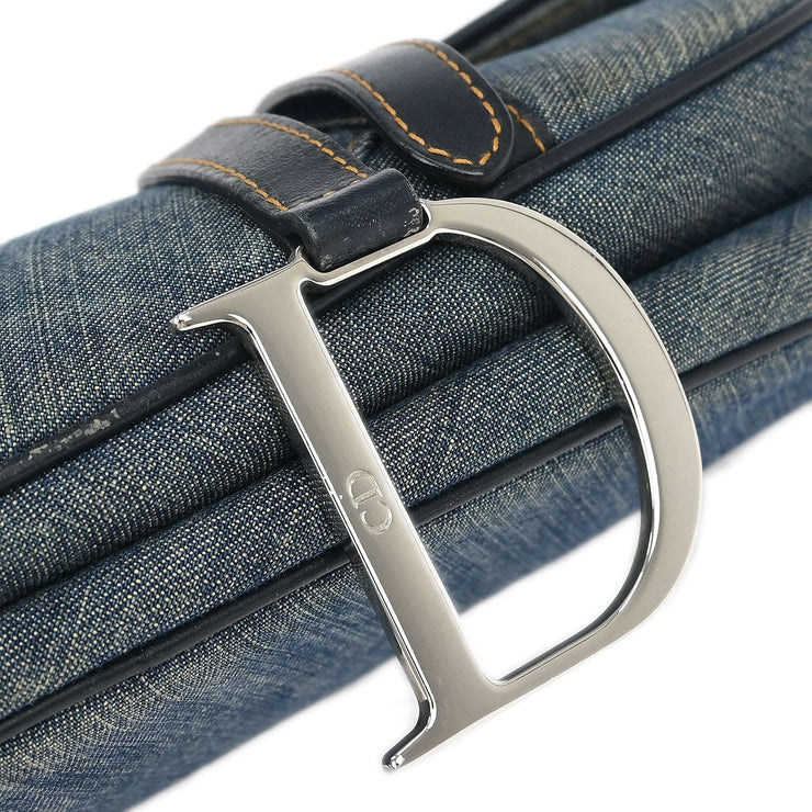 Christian Dior Blue Denim Patchwork Saddle Handbag 01RU1014 154262