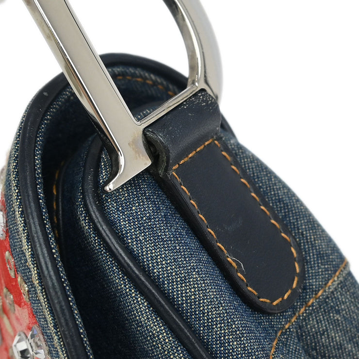 Christian Dior Blue Denim Patchwork Saddle Handbag 01RU1014 154262
