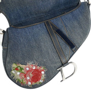 Christian Dior Blue Denim Patchwork Saddle Handbag 01RU1014 154262