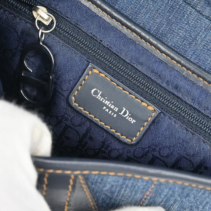 Christian Dior Blue Denim Patchwork Saddle Handbag 01RU1014 154262