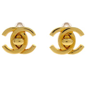 Chanel CC Turnlock Earrings Clip-On Gold Small 95A 154264