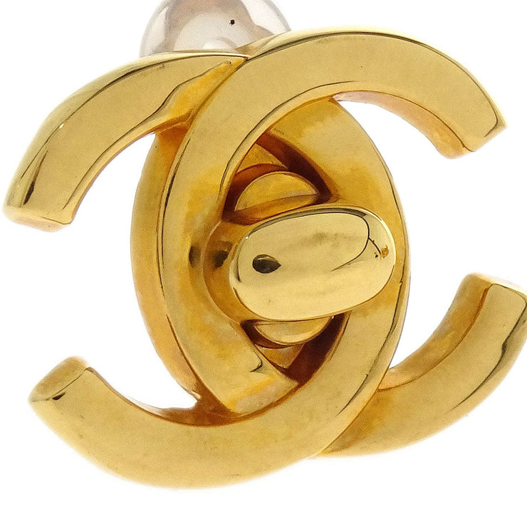 Chanel CC Turnlock Earrings Clip-On Gold Small 95A 154264