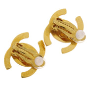 Chanel CC Turnlock Earrings Clip-On Gold Small Rhinestone 96A 154266