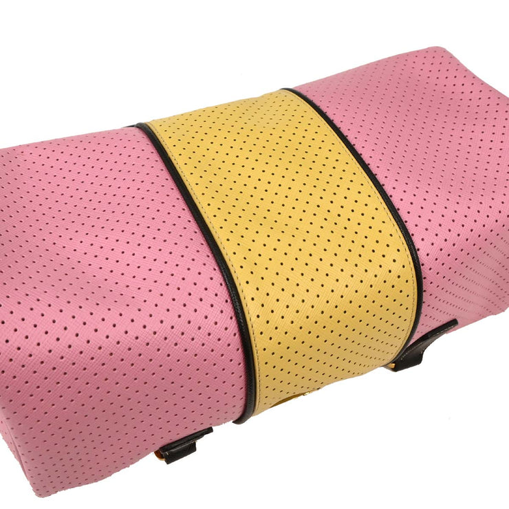Prada Pink Yellow Perforated Handbag BL0655 31 22 154269