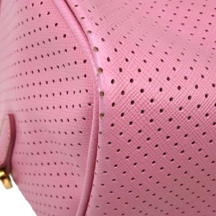 Prada Pink Yellow Perforated Handbag BL0655 31 22 154269