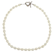 Tiffany & Co. Open Heart Chain Necklace SV925 Silver Freshwater Pearl 154278