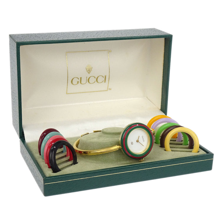 Gucci 11/12 Change Bezel Chameleon Quartz Watch SS 154302