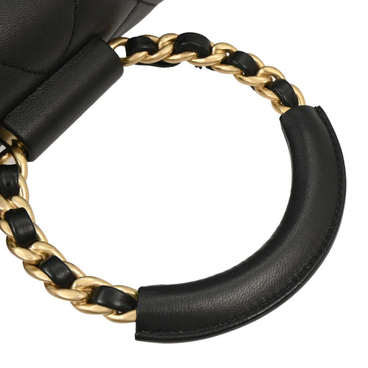 Chanel Black Lambskin Circular Handle 2way Handbag 154321