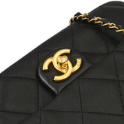 Chanel Black Lambskin Circular Handle 2way Handbag 154321