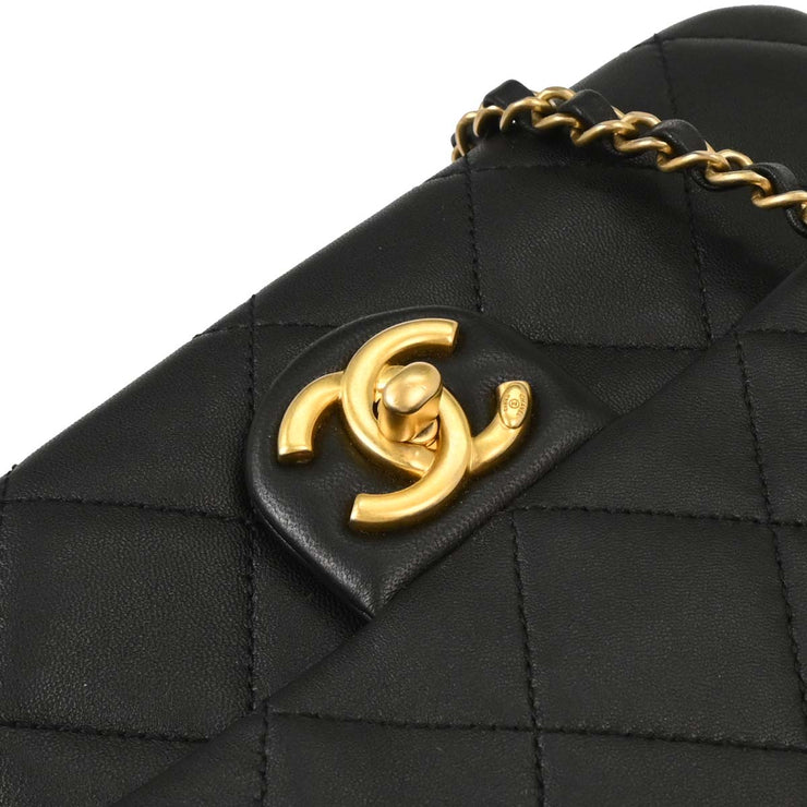 Chanel Black Lambskin Circular Handle 2way Handbag 154321