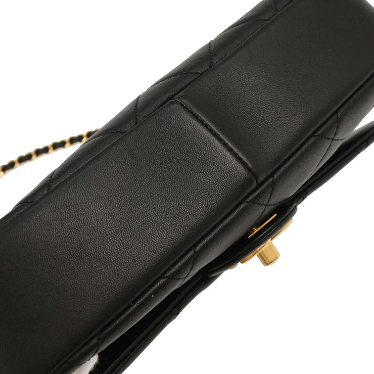 Chanel Black Lambskin Circular Handle 2way Handbag 154321