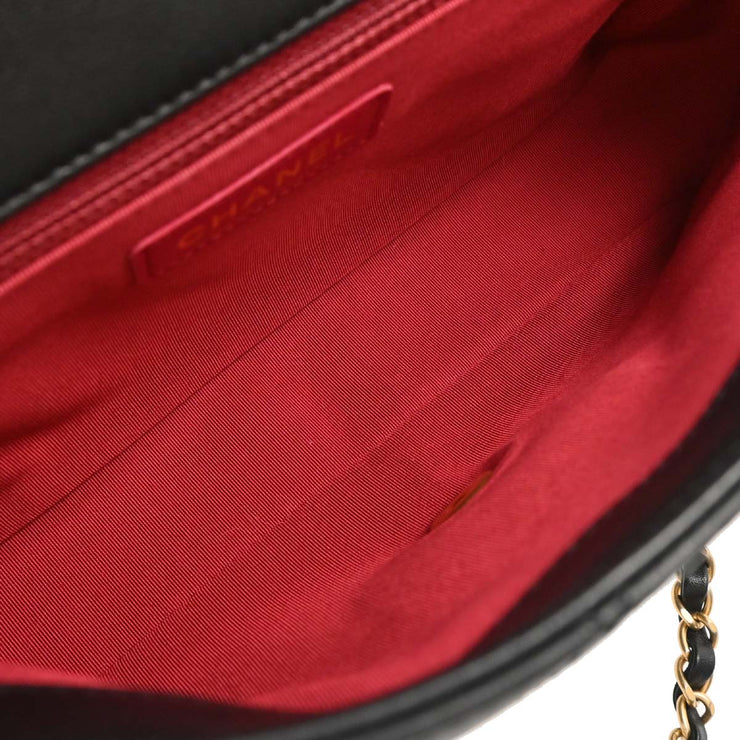 Chanel Black Lambskin Circular Handle 2way Handbag 154321