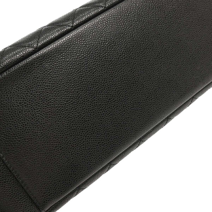 Chanel Black Calfskin Grand Shopping Tote GST Chain Handbag 154323