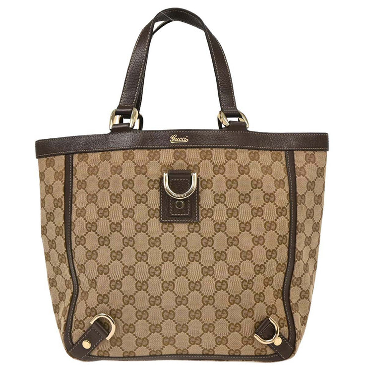 Gucci Beige Canvas GG Abbey D Ring Tote Handbag 130739 002404 154326