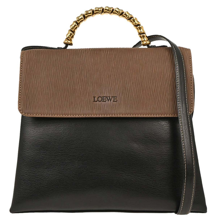 Loewe Black Brown Leather Velazquez 2way Shoulder Handbag L16 154348
