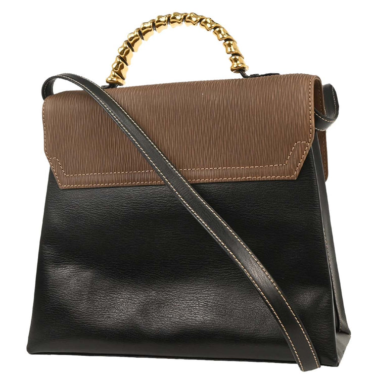 Loewe Black Brown Leather Velazquez 2way Shoulder Handbag L16 154348