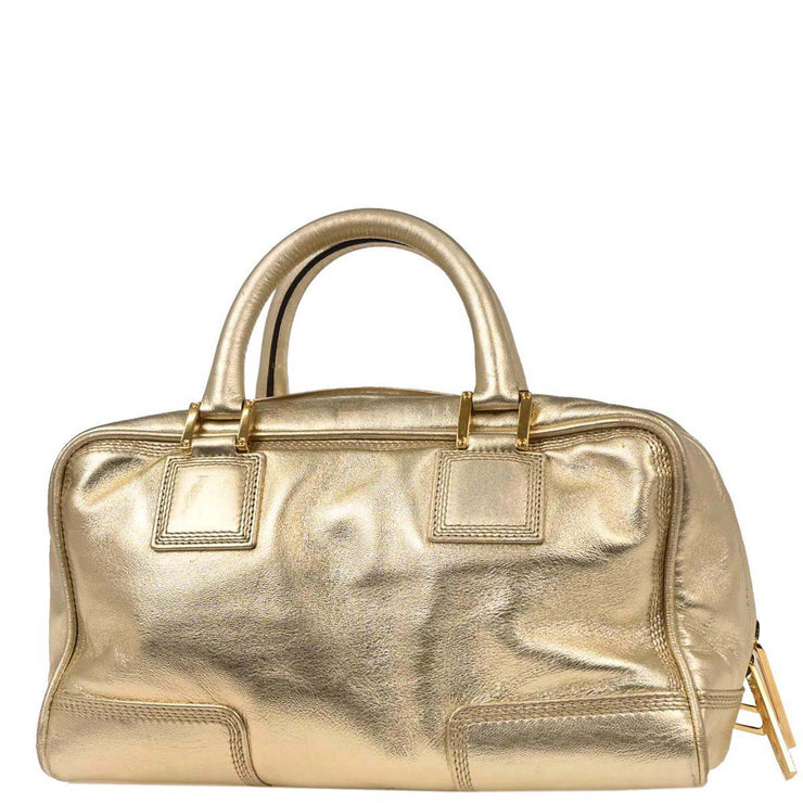 Loewe Metallic Gold Leather Amazona 28 Handbag 270709 154358