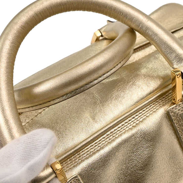 Loewe Metallic Gold Leather Amazona 28 Handbag 270709 154358
