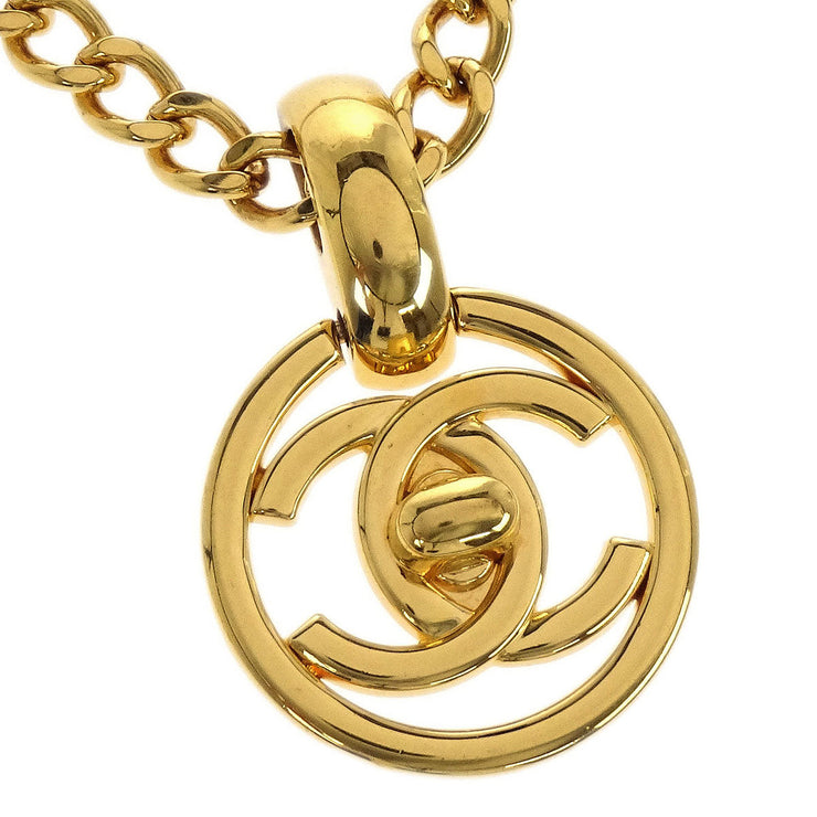 Chanel Turnlock Medallion Chain Pendant Necklace Gold 97P 154367