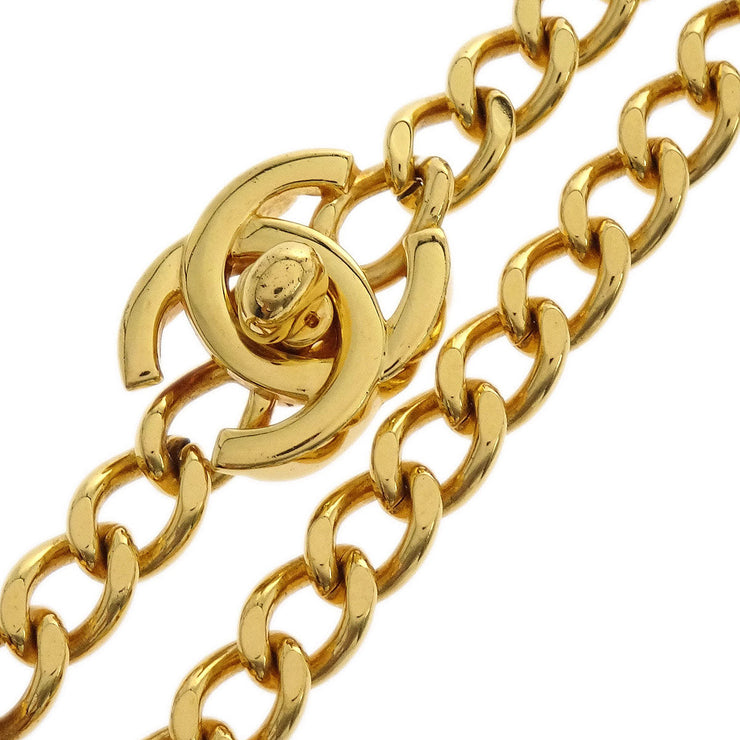 Chanel Turnlock Medallion Chain Pendant Necklace Gold 97P 154367