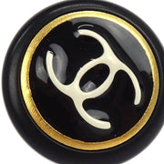 Chanel Button Earrings Clip-On Black Gold 97P 154368
