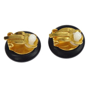 Chanel Button Earrings Clip-On Black Gold 97P 154368